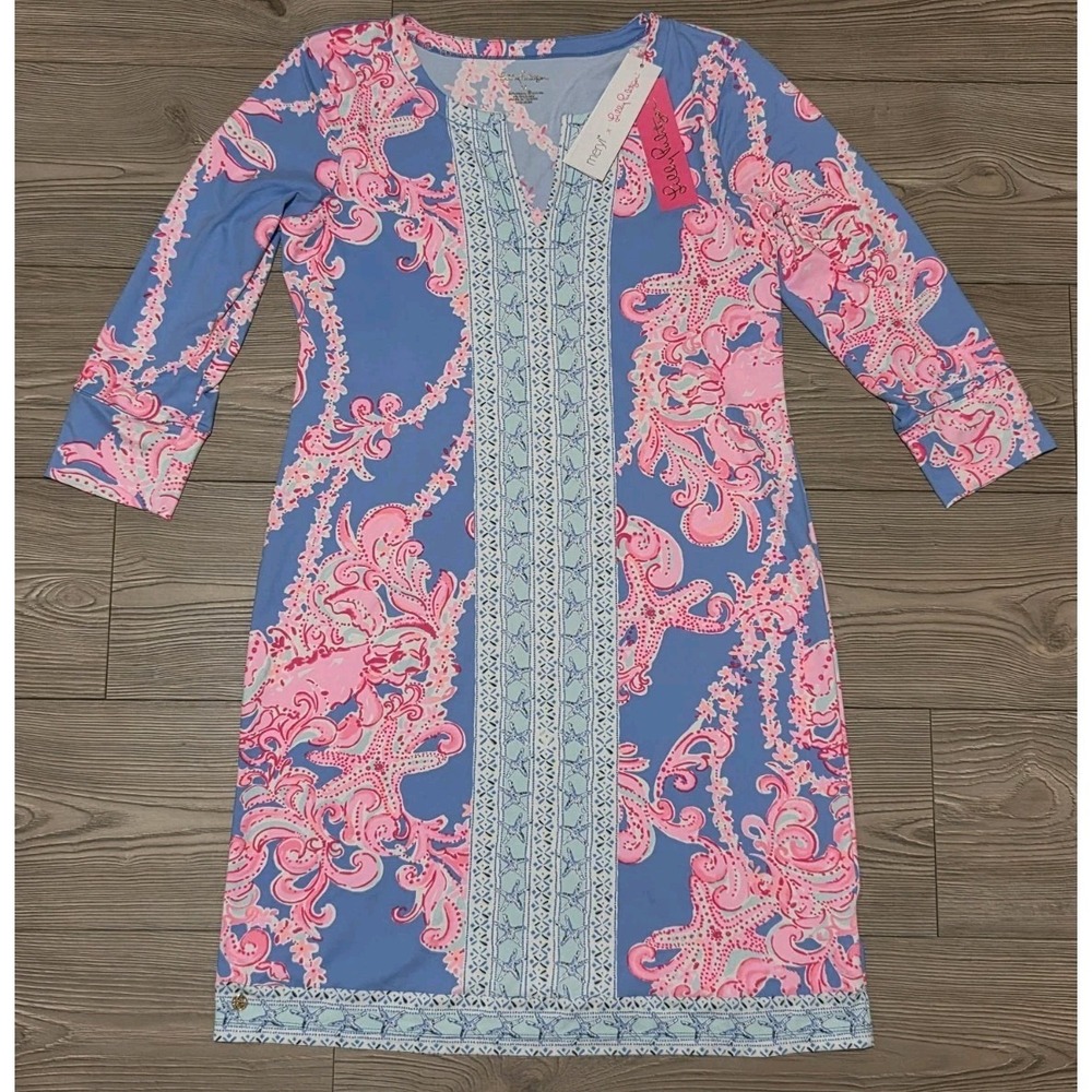 NEW Lilly Pulitzer X Meryl Nadine Dress UPF 50+ ChillyLilly Size M Pink Blue NWT